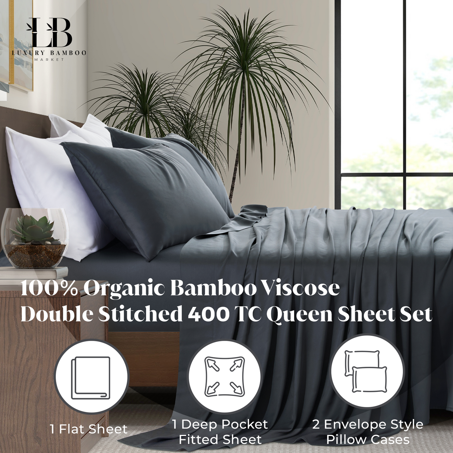 Luxury Bamboo Sheet Set [Charcoal Grey]