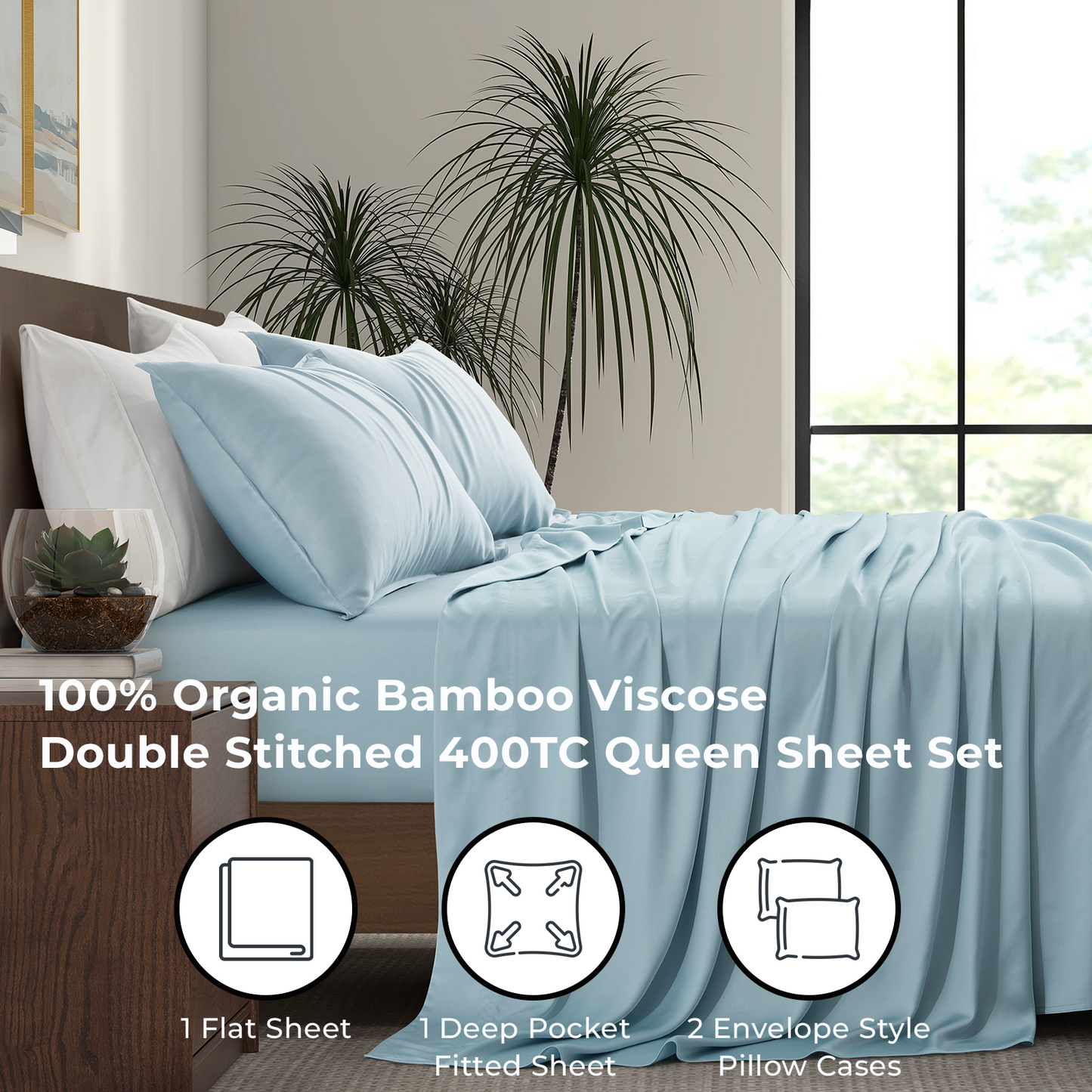 Luxury Bamboo Sheet Set [Spa Blue]