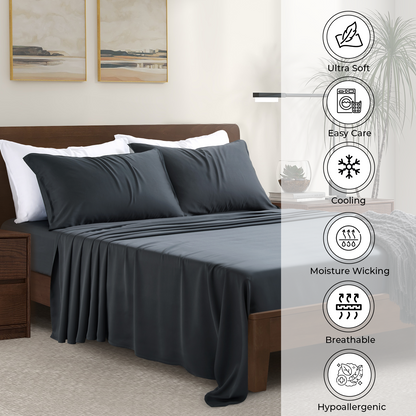 Luxury Bamboo Pillowcase Set [Charcoal Grey]