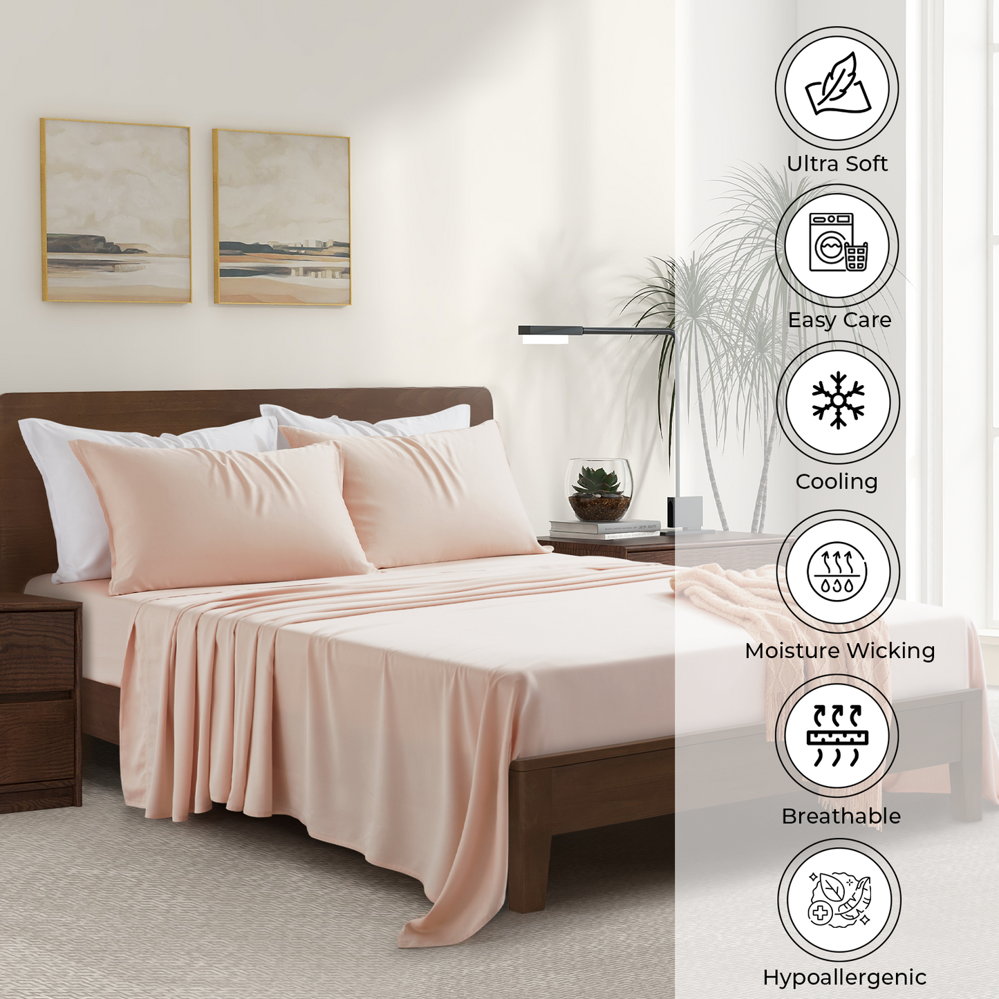 Luxury Bamboo Pillowcase Set [Vintage Pink]