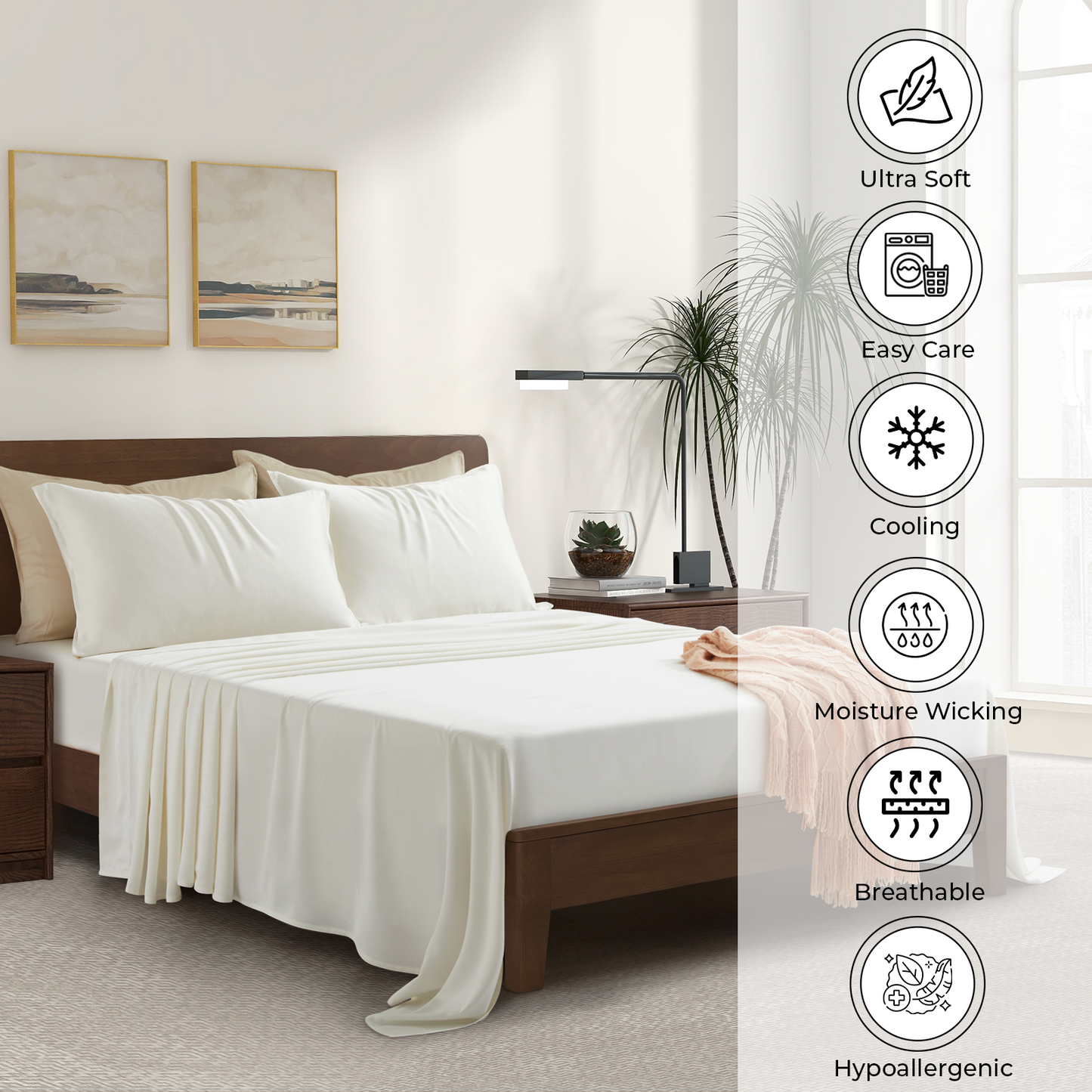 Luxury Bamboo Pillowcase Set [Opulent Ivory]