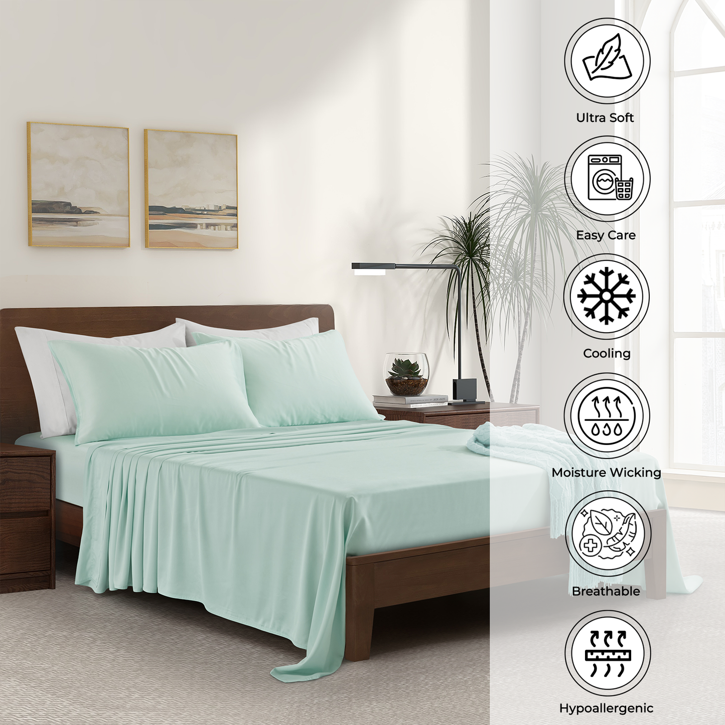 Luxury Bamboo Pillowcase Set [Coastal Green]