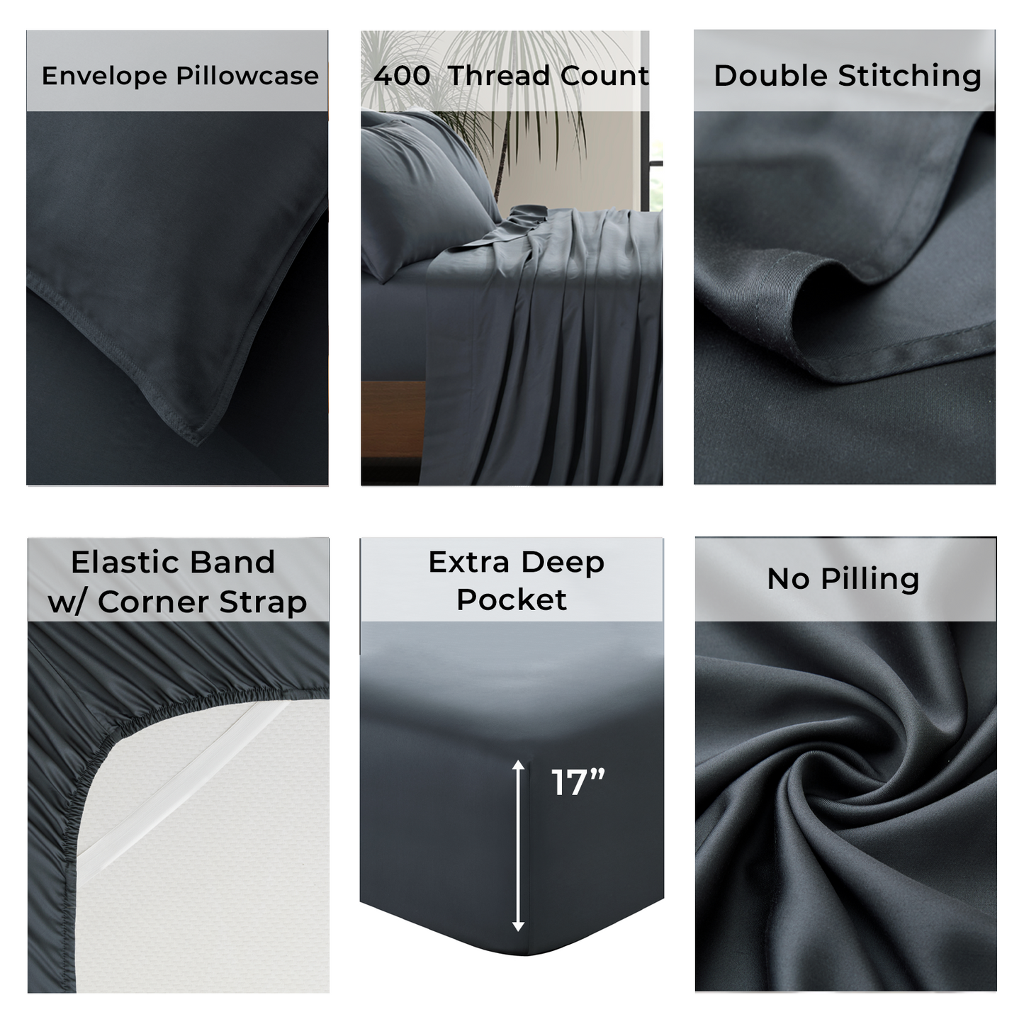 Luxury Bamboo Sheet Set [Charcoal Grey]