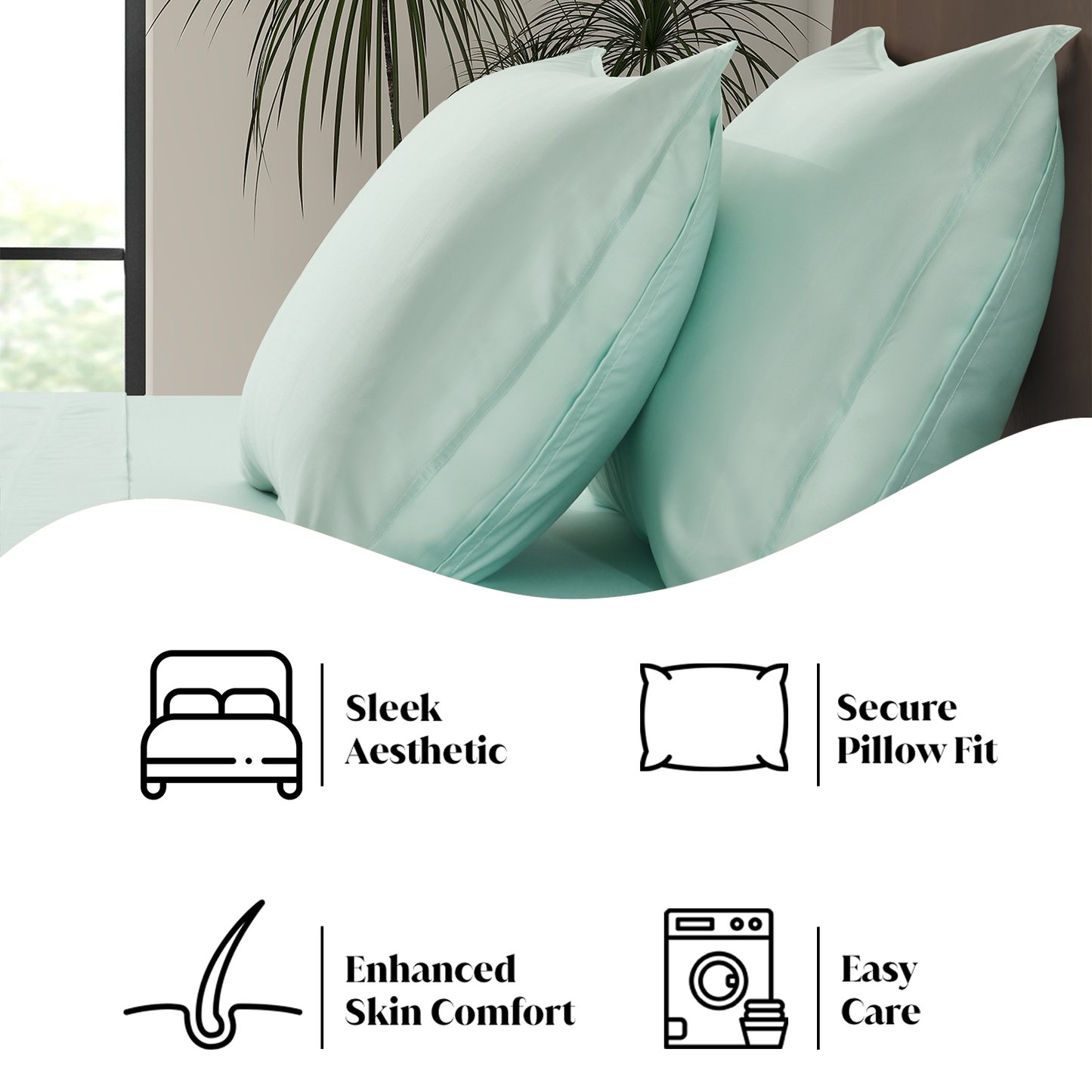 Luxury Bamboo Pillowcase Set [Coastal Green]