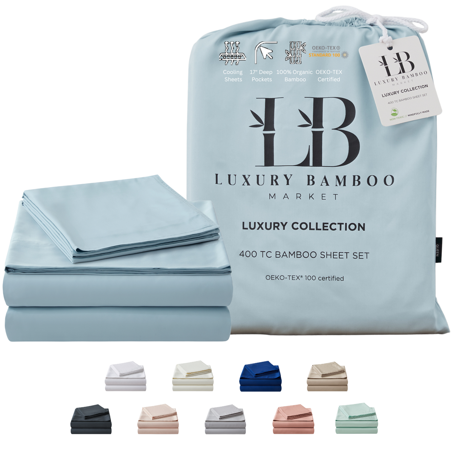 Luxury Bamboo Sheet Set [Spa Blue]
